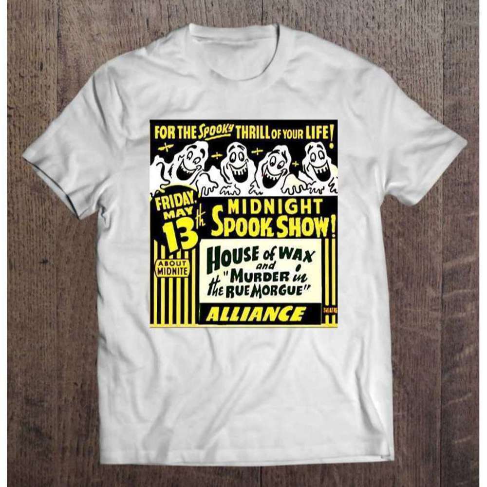 The Midnight Spook Show Retro Horror Carnival Aesthetic Graphic T-Shirt